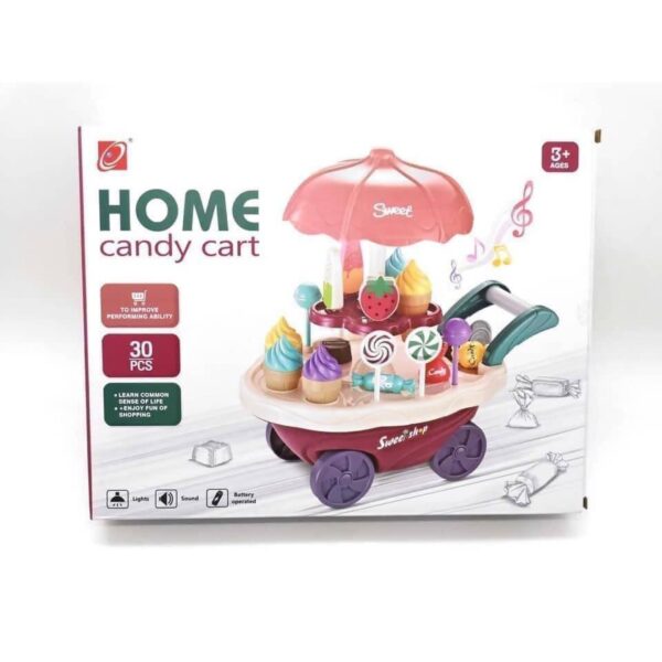 Kids Ice-cream Candy Cart Toy Sweet Dessert Cart Pretend Play