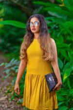 Sleeveless Fit And Flare Dress Yellow