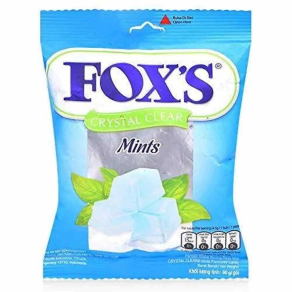 Fox's Crystal Clear Mints 90g in a packet