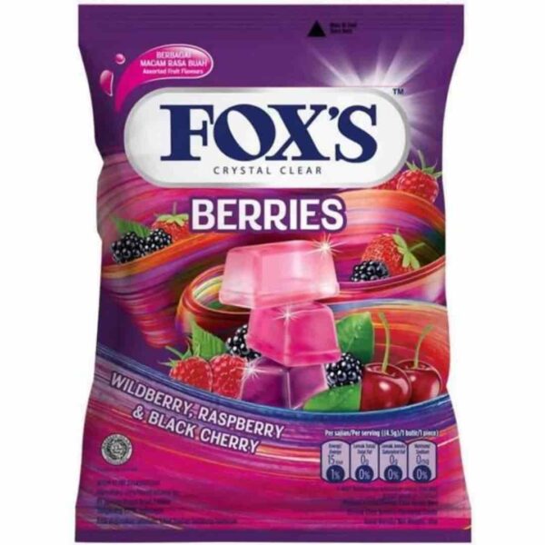 Fox's Crystal Clear Berries Candy Mints 90g in a packet