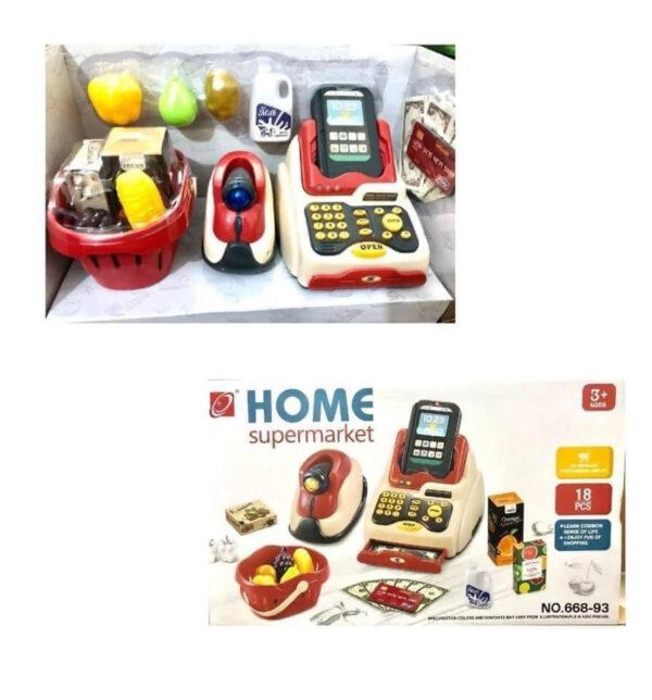 HUADA Kids Cash Register Combination Toys Play Set POS Machine Toys With Light And Sound Kids Home Supermarket