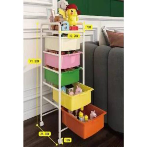 Multicolour 5 Drawer Storage Rack