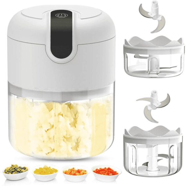 Rechargeable Food Processor, Mini Chopper One Touch Operation with Stainless Steel Blades