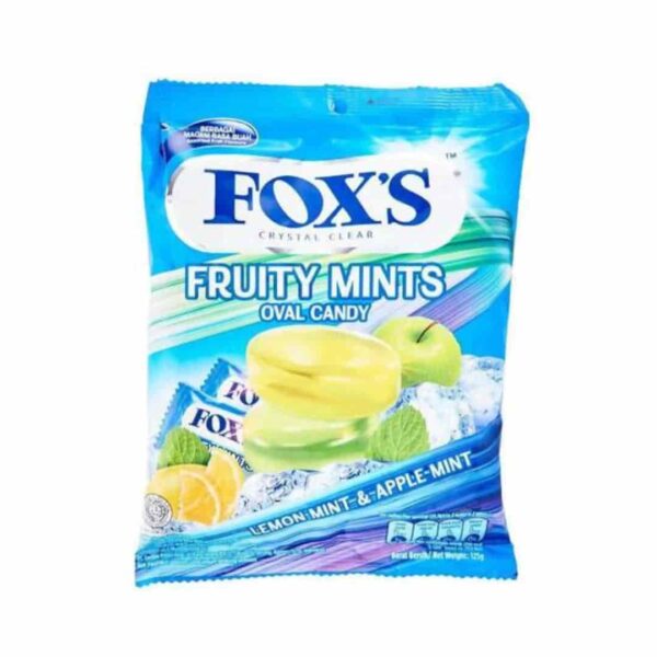 Fox’s Fruity Mints Oval Candy Lemon Mint & Apple Mint 125g in a packet