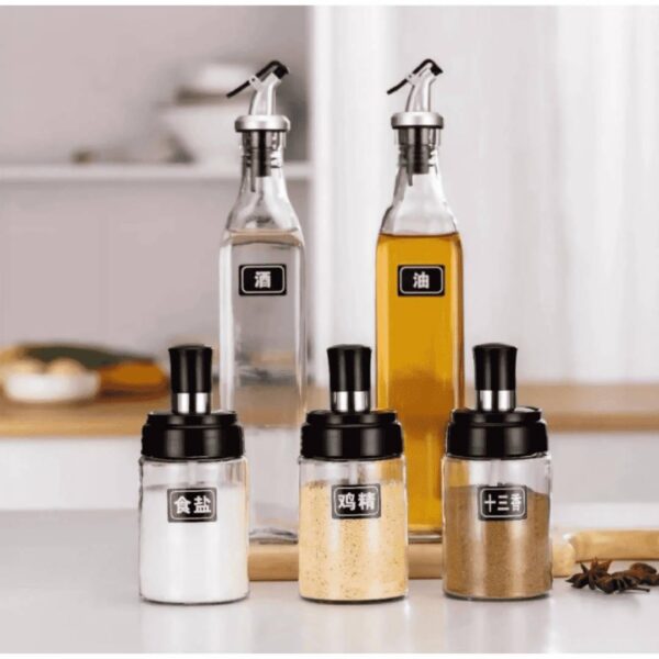 5 pieces Seasoning Oil Pot Kitchen Cooking Seasoning Bottle Dispenser