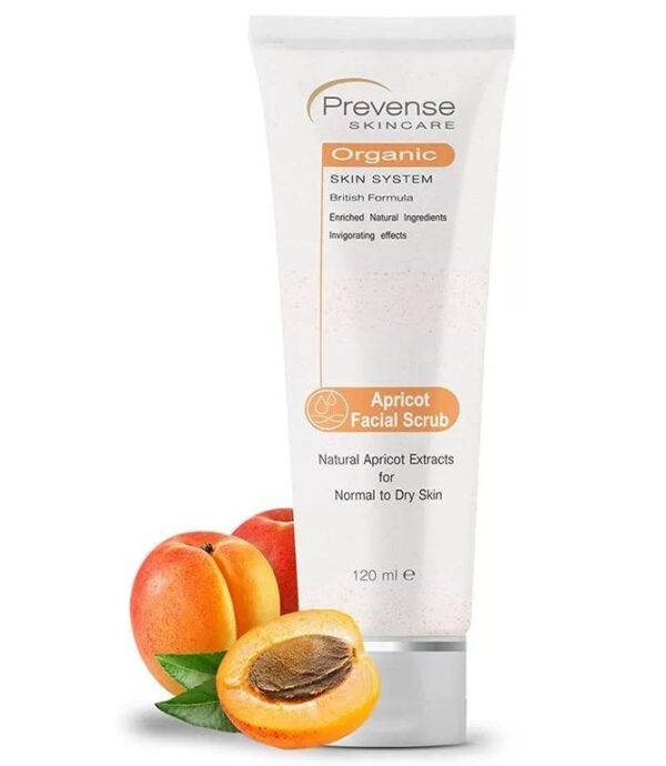 Prevense Organic Apricot Facial Scrub 120Ml in a tube