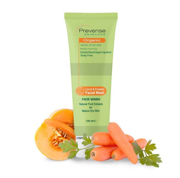 Prevense Organic Carrot & Pumpkin Face Wash 120ml in tube