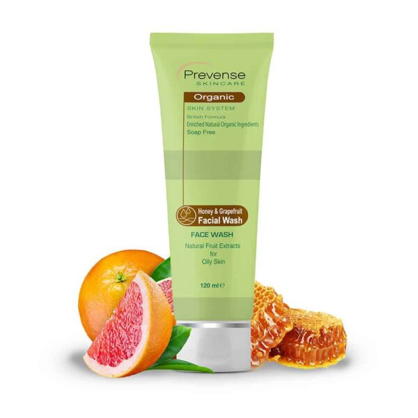 Prevense Organic Honey & Grape Fruit Oily Skin Face Wash 120ml in a tube