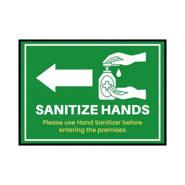 Sanitize Hands - Left - Signage Board - 21cm X 15cm