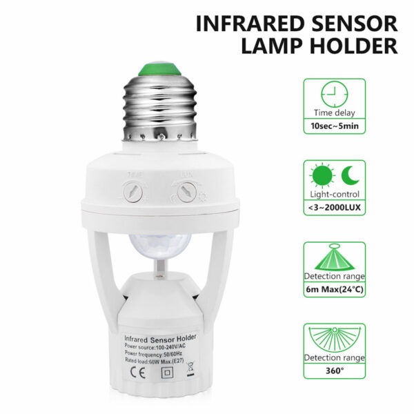 PIR Motion Sensor Lamp Bulb Holder or Infrared Sensor E27 Socket Sri Lanka MODEL O8SA-01 - Image 2