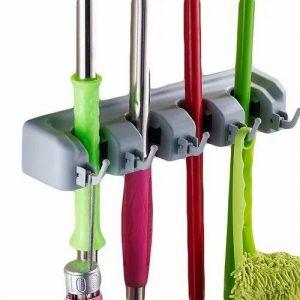 Wall Mounted Mop and Broom Holder with Four Slots
