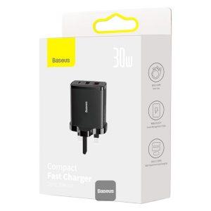 Baseus 30W Compact Fast charger 2U+C UK Plug