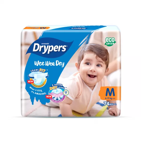 Drypers Wee Wee Dry Disposable Baby Diapers M 74Pcs in a pack