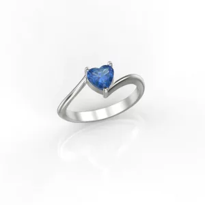 Mila Heart Ring With Blue Stone