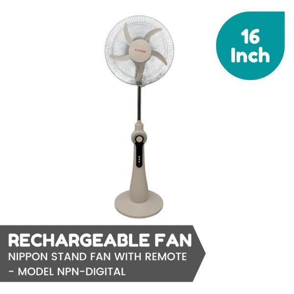 Nippon 16inch Rechargeable Stand Fan with Remote - Model NPN-Digital