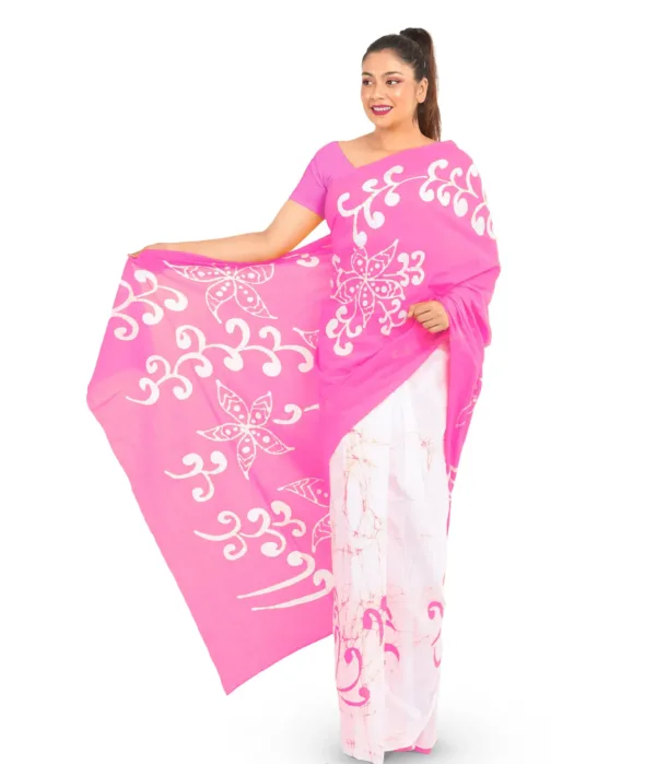 Laveena Classic Batik Saree in Pink Colour