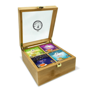 Browns Gift Tea With Wooden Bamboo 4 Compartment Box - BGTB4C