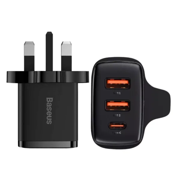 Baseus Compact Fast Charger 30W 2U+C UK Black