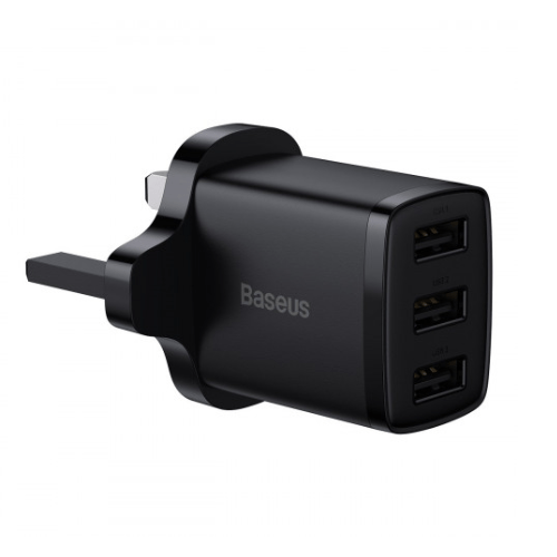 Baseus Compact 17W 3U Charger UK Black - CCXJ020301 (3) Adapters