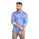 Benjamin George Men's Long Sleeve Shirt – Light Blue & White Stripes