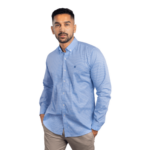 Benjamin George Men's Long Sleeve Shirt – White & Light Blue Check