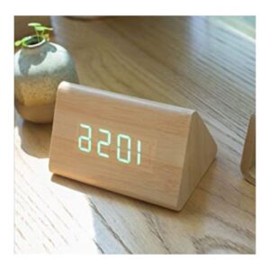 Image of Triangular Wooden Digital LED Clock