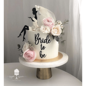 Bride to Be Cake with Fresh Roses