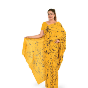 an image of a yellow colour batik saree