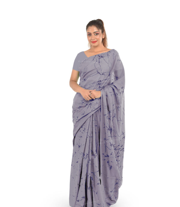 an image of a grey colour saree