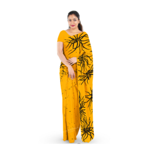 an image of a yellow colour batik saree