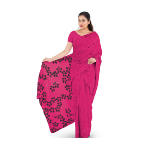 An image of a magenta colour Laveena Cotton Batik Saree