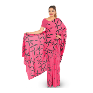 an image of a magenta colour batik saree