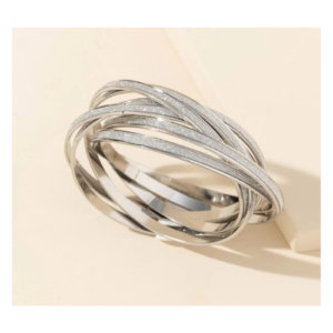 an image of a Glitter Detail Layered Bangle - Silver