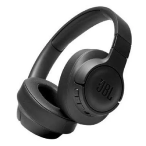 an image of a black colour bluetooth Headphones