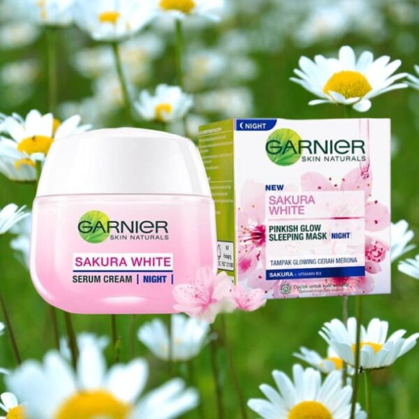 Garnier Skin Naturals Sakura White Pinkish Glow Sleeping Mask Night Cream 40g - Image 2