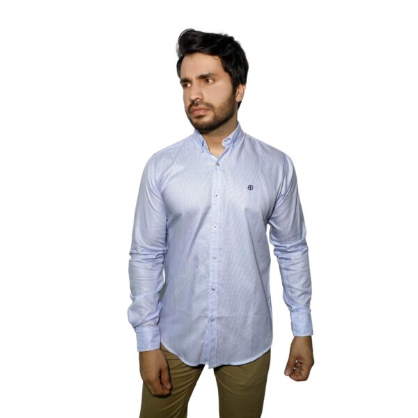 Benjamin George Men's Long Sleeve Shirt Light Blue Spot - Image 3
