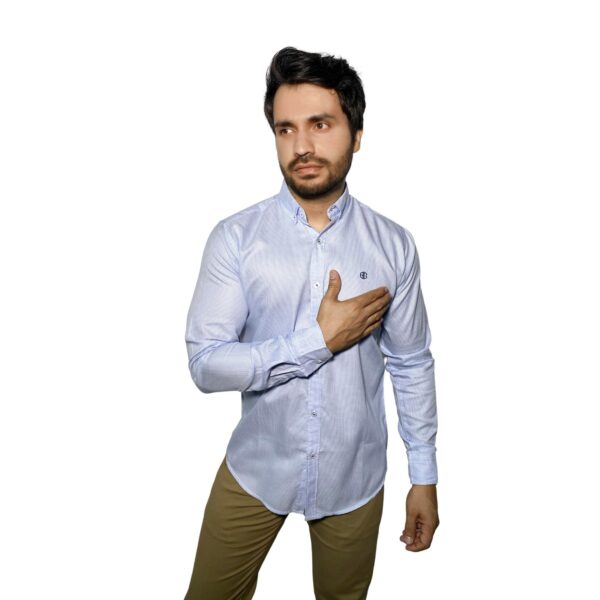 Benjamin George Men's Long Sleeve Shirt Light Blue Spot - Image 2