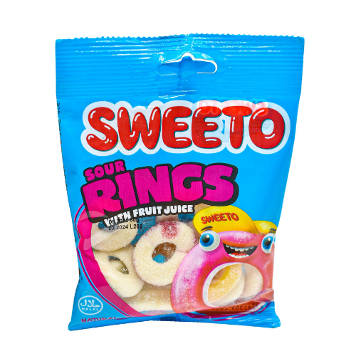 Sweeto Sour Rings With Fruit Juice Gummy Bears 80g Quickee