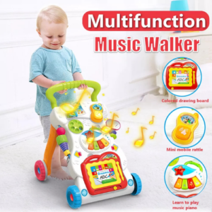 Baby Walker Multi-function Adjustable Car Baby Walker Car Help Walk Activity Music phone + Electronic organ + Drawing board baby toy