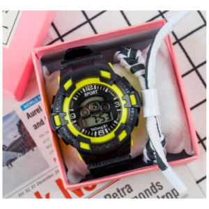 New Fashion Clock Men Children Sports Watches LED Digital Quartz Military Watch Boy Girl Student Multifunctional Wristwatches Yellow