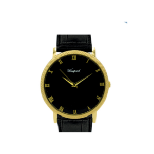 Gold Case Black Colour Strap Ladies Watch