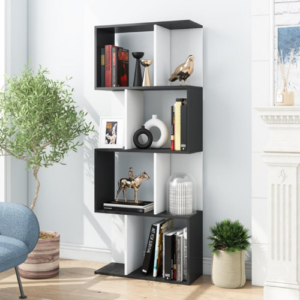VTEC Home Modern Ornament Rack/ Geometric Bookshelf/ Wooden Storage Display Stand Shelf for Living Room - OR235