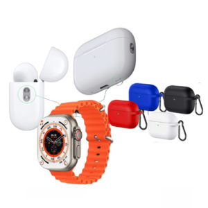3 in 1 Combo Airpdos Pro 2nd Gen Clone, T800 Smart Watch, Silicone Casing Airpods Pro 2
