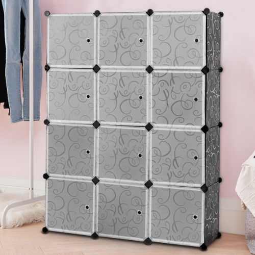 12-Cube Wardrobe 2024 Storage Shelf Cube Shelving Closet Toy Organizer Cabinet