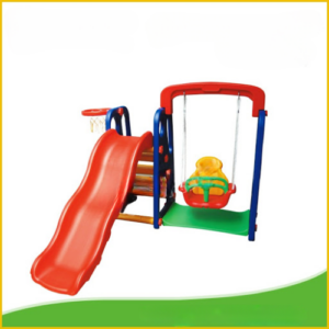 Kids Plastic Swing and Slide Set with Basketball Net