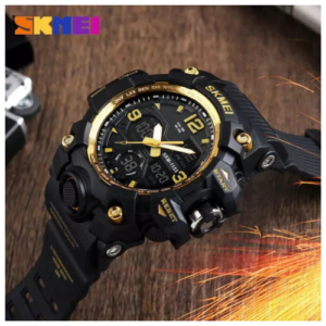 SKMEI Men's Sports Digital Watch Large Dial Multifunction Features LED Light 100% Water Proof And Shock Proof Gold