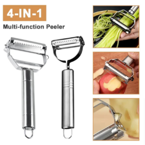 4 in 1 Stainless Steel Multi function Peeler Slicer Vegetable Fruit Potato Cucumber Grater Portable Sharp Kitchen Tools
