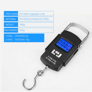 Electronic Portable Fishing Hook Type Digital LED Screen Luggage Weighing Scale, 50 KG/110 LB