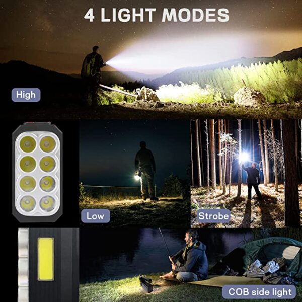 An Image of Super Bright Handheld Torch Portable 8 LED Multifunctional Spotlight Solar USB 4