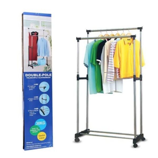 Double Pole Movable Cloth Hanger Rack